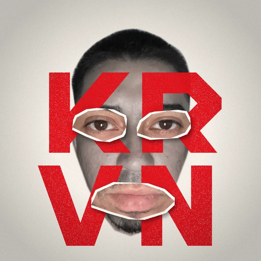 Logo de krvnworld: retrato recortado con las letras KRVN en rojo